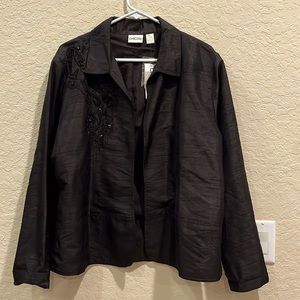 Chico’s black silk beaded jacket Size 3 (XL 16)